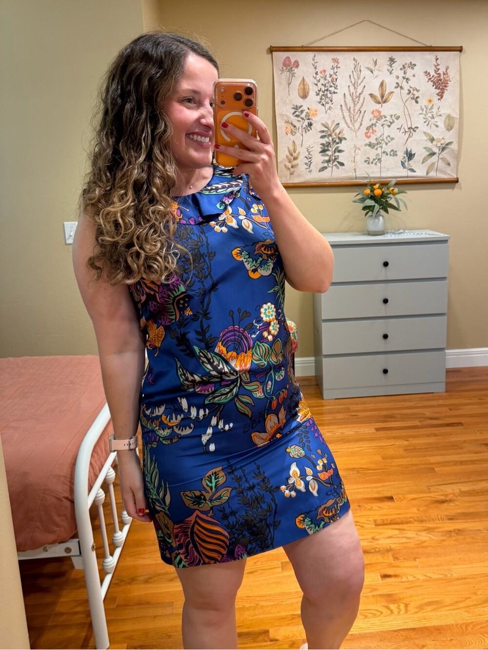 J. Crew Blue Floral Sheath Dress Sea Coral Silk Mini Dress 4